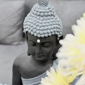 Buddha Idol Statue in Matte Black – Spiritual Decor for Home, Office & Meditation