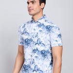 Digital Printed Premium Stretchable Polo Neck Half Sleeve T-Shirt - Petrol Color