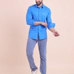BERRYBLUES Mens Basic Solid Full Sleeve Knitted Shirt