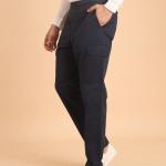 BERRYBLUES Premium 100% Cotton Twill Midrise Six Pockets Cargo Pants - Navy