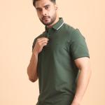 Mens Premium Mercerised Pique Polo Neck Half Sleeve T-shirt