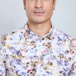 Digital Printed Premium Stretchable Polo Neck Half Sleeve T-Shirt - Beige