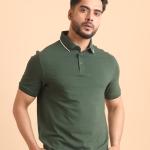 Mens Premium Mercerised Pique Polo Neck Half Sleeve T-shirt