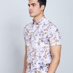 Digital Printed Premium Stretchable Polo Neck Half Sleeve T-Shirt - Beige