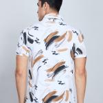 Digital Printed Premium Stretchable Polo Neck Half Sleeve T-Shirt - Rich Brown