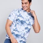 Digital Printed Premium Stretchable Polo Neck Half Sleeve T-Shirt - Petrol Color