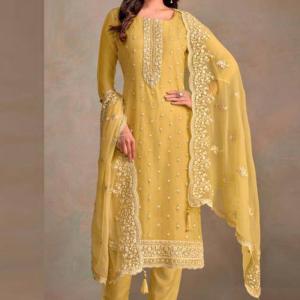 Organza Silk Salwar Semi Stitched Suit With Dupatta