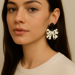 Elegant Polka Bow Statement Earrings
