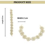 Trendy Tash Designer Gold Plated White Kundan Studded Maatha Patti/Sheeshphool/Sheeshpatti for Women & Girls