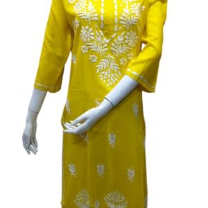 Lucknow Handwork Chikankari kurti with White Embroidery
