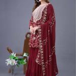 Designer Party Wear Look Top-Sharara & Dupatta Set