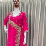 Designer Fancy Western Style Cording Sequence Work With Foil Paper Work Gown