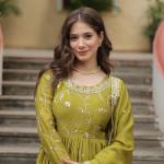 Designer Readymade Top-Sharara-Dupatta  Sequins Embroidered Chinon Suit