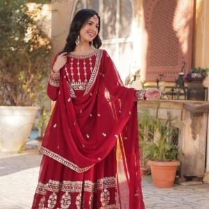 Designer Embroidery Sequins Gown With Heavy Dupatta
