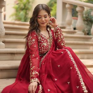 Attractive Sequence Work Maroon & WINE Gown For Wedding Wear