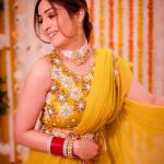 Yellow New Designer Party Wear Lahenga Saree With Stich Blouse for Haldi Function