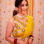 Yellow New Designer Party Wear Lahenga Saree With Stich Blouse for Haldi Function