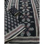 Ajrakh Style Printed Soft Cotton Feel Saree + Blouse with Zari Woven Border, Ajrakh Print,Full length 6.30 meters, Perfect for special Event