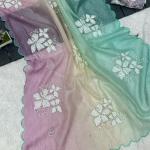Summer Special Floral Embroidered Crush Saree | Lightweight Sequin Work | Hand Embroidery | Fancy Partywear Saree Set | Wedding | Festival