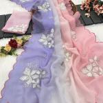Summer Special Floral Embroidered Crush Saree | Lightweight Sequin Work | Hand Embroidery | Fancy Partywear Saree Set | Wedding | Festival