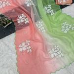 Summer Special Floral Embroidered Crush Saree | Lightweight Sequin Work | Hand Embroidery | Fancy Partywear Saree Set | Wedding | Festival